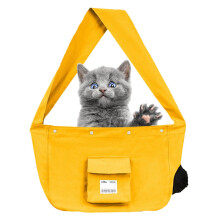 Cat transport sling, cat carrier bag adjustable leash bag, breathable cat transport scarf – portable chest bag with large capacity, yellow bag