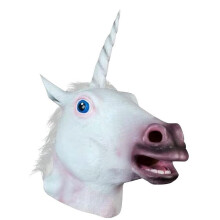 Maschera unicorno in lattice naturale, 28x38 cm, taglia unica, divertente maschera per feste in maschera per adulti, atossica, inodore, con ottima