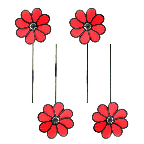 4Pcs Flower Windmill Wind Spinners Creative Bird Scare-Red