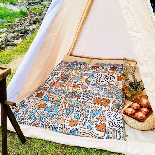 Κουβέρτα Boho από βαμβάκι, πολυεστέρα, μαλακή, αναπνεύσιμη φανέλα, διακοσμητική 1