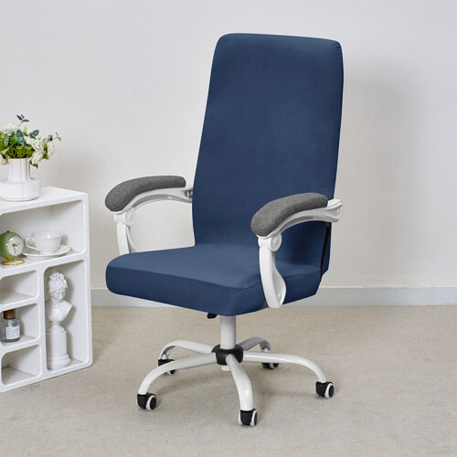 Adjustable Silver Foxes Velvets Office Chair Cover - Light Grey 2