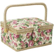 Sewing basket with folding handle, storage box for sewing thread needles made of household fabric, sewing organizer basket with large capacity
