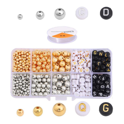 Gold Round Spacer Beads Letter Beads Jewelry Beads-Style 3