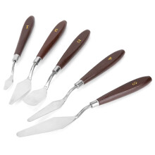 Oil Paint Set, Painting Knife Set, 29 x 14 x 2, 5 Pieces, Stainless Steel, Oil Painting Knife, Wooden Handle, Pigment Spatula
