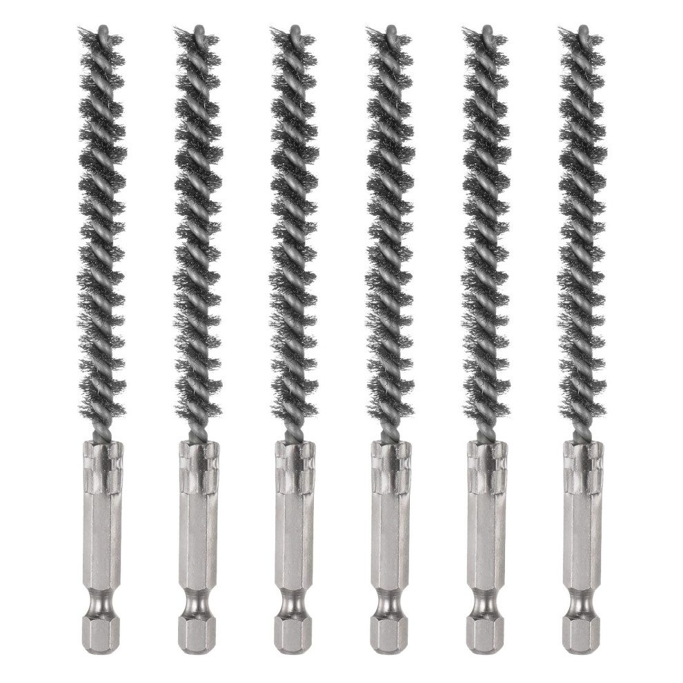 Hole Brush 304 Stainless Steel, 8Mm, 11.4Cm, With Handle, 6Mm Hex Shank, 6Pcs 9001264115609