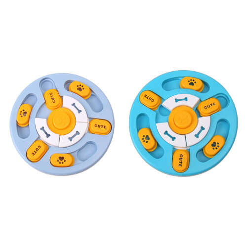 Interactively Slow Eating Cats Bowl Fun-Blue and yellow 1