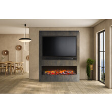 Acantha Athena Pre-Built Bronze Venetian Plaster Effect Fully Inset Media Wall with TV & Media Recess