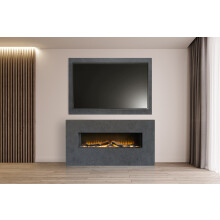 Acantha Bloc Pre-Built Fully Inset Media Wall Suite & TV Board in Slate Effect