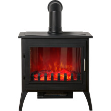 Sureflame Marlow 3-Sided Electric Stove in Black with Angled Stove Pipe
