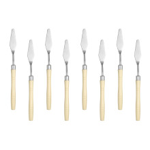 8 pieces palette knife painting tool 7.09' pointed stainless steel blade plastic handle spatula painting palette knife for oil acrylic canvas, beige