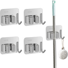 Organisateur élégant pour placard à balais, en acier inoxydable SUS304 pour une durabilité accrue, fixation auto-adhésive pour une installation