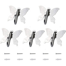 Crochets muraux robustes style papillon, crochets décoratifs en acier inoxydable faciles à installer pour suspendre manteaux, écharpes, chapeaux,