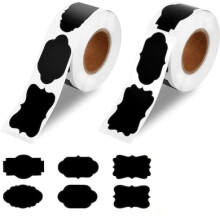 Blanko-Etiketten für Einmachgläser, farbcodierte Kreise und Punkte, schwarze PVC-Aufkleber, 5 x 3 cm, 2 Rollen einfach zu verwendende Etiketten