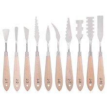 MalmesserSet 10piece spatula made of stainless steel, spatula, painting tools, metal knife, wooden handle. Ref: 1973