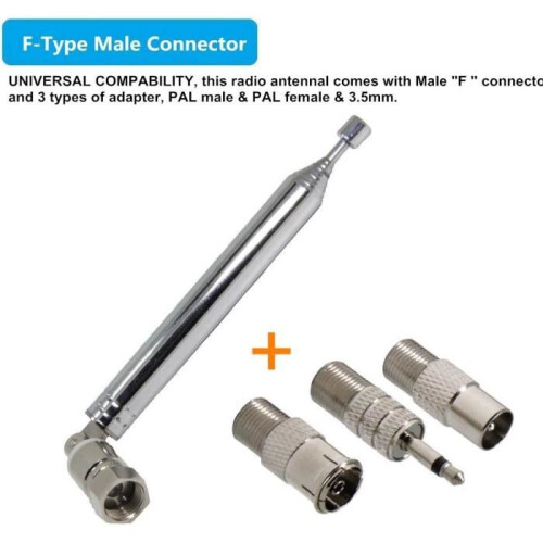 FM-Radioantenne – Kabel – Teleskop – 75 Ohm – Universal – AM/DAB 1