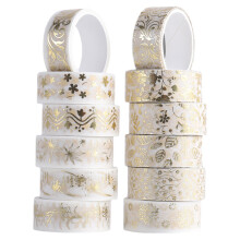 Florale goldene Klebebänder, hochwertiges Washi-Papier für DIY-Scrapbooking- und Journal-Bastelarbeiten