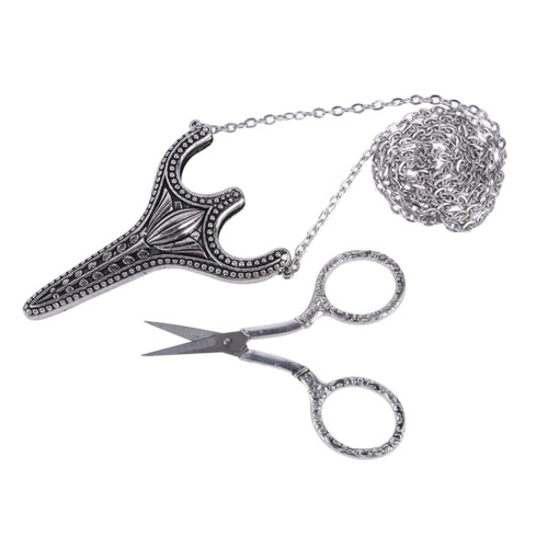 1 Piece Retro Scissors Set Chain Scissors Silver