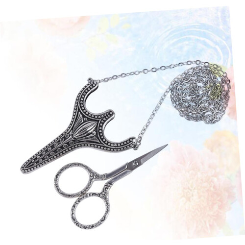 1 Piece Retro Scissors Set Chain Scissors Silver 2