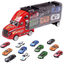 Hicollie Set 1 LKW + 12 kleine Autos Fahrzeugmodellform Spielzeug Geschenk für Kinder Jungen