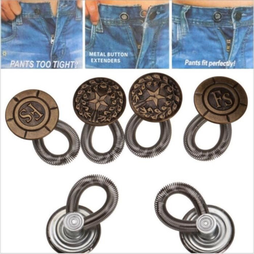 6 Metallknöpfe für Jeans oder Hosen mit Zugfeder