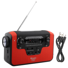 Hand Crank Emergency Radio, Phone Charger with Solar Powered Adjustable Solar Panel, LED Flashlight for Camping, Survival Tool with AM FM Shortwave, R