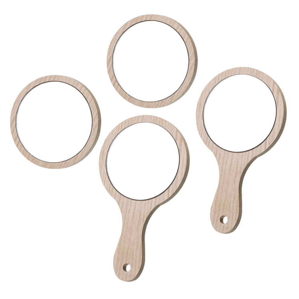 4 pieces handheld makeup mirror rounded girls mirror for cosmetics portable for travel at home