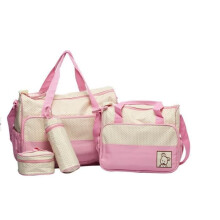 5er-Set Wickeltaschen für Mutter und Baby – Rosa