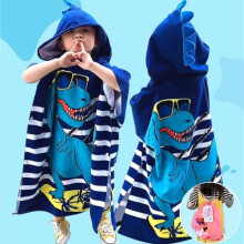 ZGEER Kinderbadeponcho – Dinosaurier – Mikrofaser – 75 x 110 cm – Blau – Leicht – Schnelltrocknend