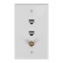 Ethernet Coax Wall Plate,2 Port Cat6 RJ45 Keystone and 1 Port F Type Connector Coax Keystone Female to Female Wall Plate