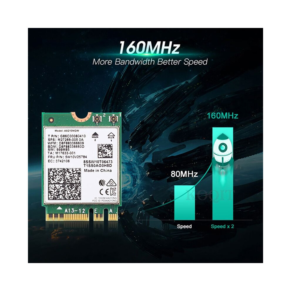 Wifi 6E Ax210 Bluetooth 5.3 M.2 Wireless Network Card 5374Mbps 2.4Ghz 5Ghz 6Ghz 802.11Ax Wifi Adapter For Pc Laptop 4851339842696
