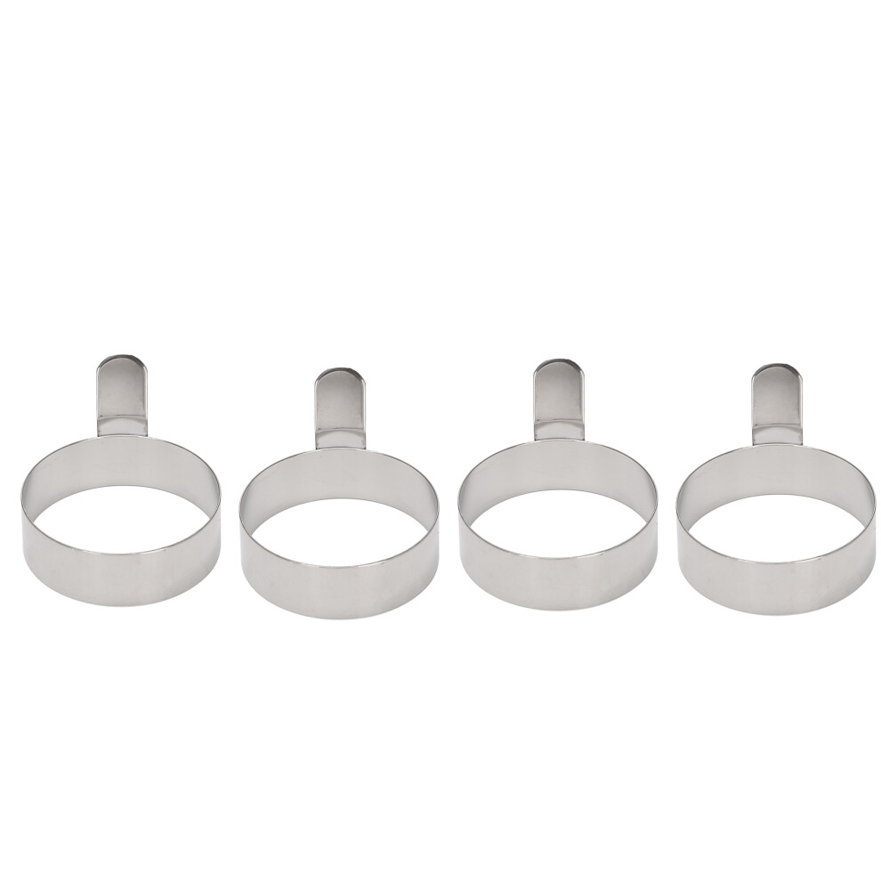 4 Pcs Egg Frying Rings Stainless Steel Omelette Model Pancake Rings Perfect Circle Round Fried Poach Mould With Handle S 6131736503481