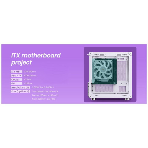 Jonsbo C6 MATX Mini ITX Case PC Case Portable Desktop Mesh Chassis Computer PC Mini Computer Chassis White 1