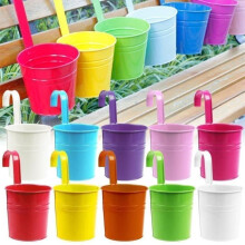 Zulux 10er-Set Hängeblumentöpfe aus Metall, Eisen, 10 Farben, für Balkon, Garten und Zuhause