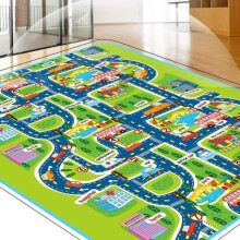 Zuorior Rennstrecken-Spielmatte – 130 x 160 x 0,5 cm – Gemischt – Für den Außenbereich