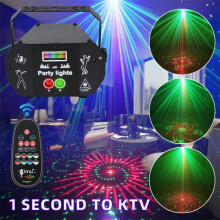 4-Strahl-LED-Laserprojektor – Einstellbare DJ-Beleuchtung – 3-in-1 – mit Fernbedienung – für Partys, Konzerte und Festivals
