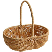 Picnic storage basket handle, woven basket, Retro flower basket for kitchen, wedding, picnic, Easter party
