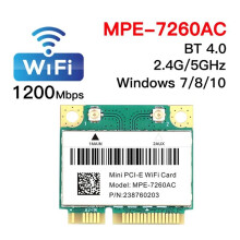 1200Mbps MPE-7260AC Mini PCI-E WiFi Card Dual Band 2.4G/5Ghz 802.11AC BT 4.0 Wlan Wireless Network for Laptop Win 10/11