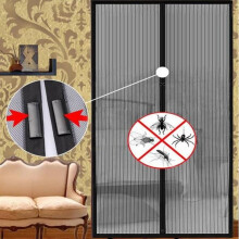 Moskitonetztür – Maße nicht spezifiziert – 120 x 210 cm – Schwarz – Polyesterfaser – Waschbar