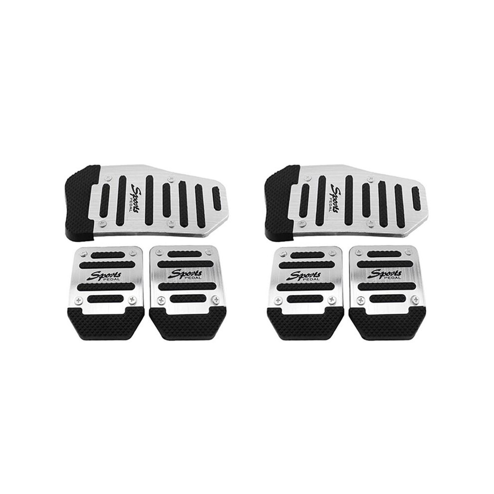 6Pcs Fuel Gas Accelerator Pedal Break Pedal Clutch Pad Cover Foot Pedals Non-Slip For Manual Transmission Car Silver 6132555196663