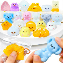Kit de 20 Juguetes Squishy Taba, Juguetes Antiestrés para Niños y Adultos, Mini Squishies con Llavero