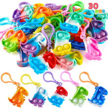 JOYIN Dinosaur Pop Fidget Keychain 30 Pack Bulk Toys for Kids, Goodie Bags Stuffers, Student Gifts
