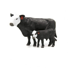 Little Buster Toys Svart och Vit Kossa och Svart Kalv Par - 1/16 Skala