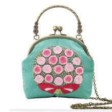 Sashiko Embroidery Kit, Flower and Plant Pattern, DIY Crafts for Handbag (Color04)