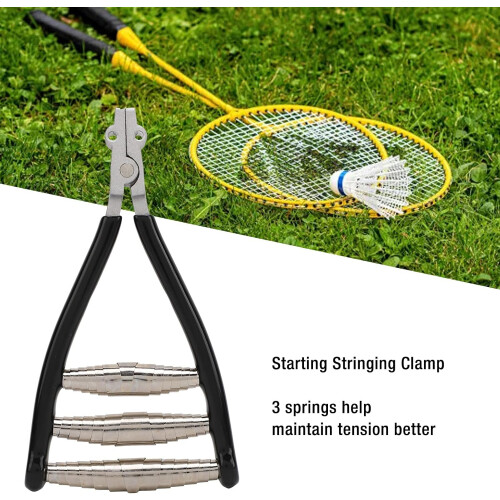 Saiting Clamp 3 Springs Rubber handle Better Grip Tennis Stringing tool Badminton racket 2