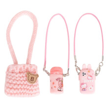 CiuZikGok Set di Accessori per Bambole 3pz con Borsa Rosa Tricot, Charm Macchina Fotografica & Charm Acqua, Mini Costume S