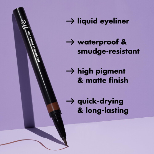 e.l.f. e.l.f. H2O Proof Eyeliner Pen, Felt Tip, Waterproof Liquid Formula, Jet Black, 0.02 Fl Oz (0.7mL) 1
