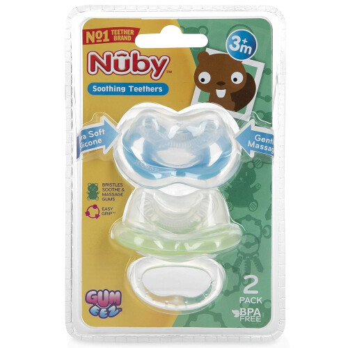 Nuby Nuby 2-Pack Chupetas Teether Gum-EEZ, Cores Podem Variar 2