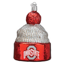 Old World Christmas Ohio State Buckeyes Beanie Glass Blown Ornament for Christmas Tree, Handcrafted Holiday Decoration, University Collection