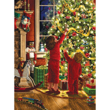 Bits and Pieces - 1000 Teile Glitzer Puzzle - Kinder schmücken den Weihnachtsbaum von Liz Goodrick Dillon - Familienspaß