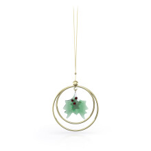 Swarovski Garden Tales Holly Leaves Ornament, Green and Red Crystals with Champagne Gold Tone Finish Metal on Gold Tone Ribbon, Part of the Garden
